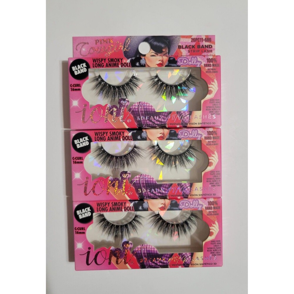 Ioni Pink Cowgirl Dolly Wispy Smoky Long Anime Doll Lash Bundle Pack Of 3